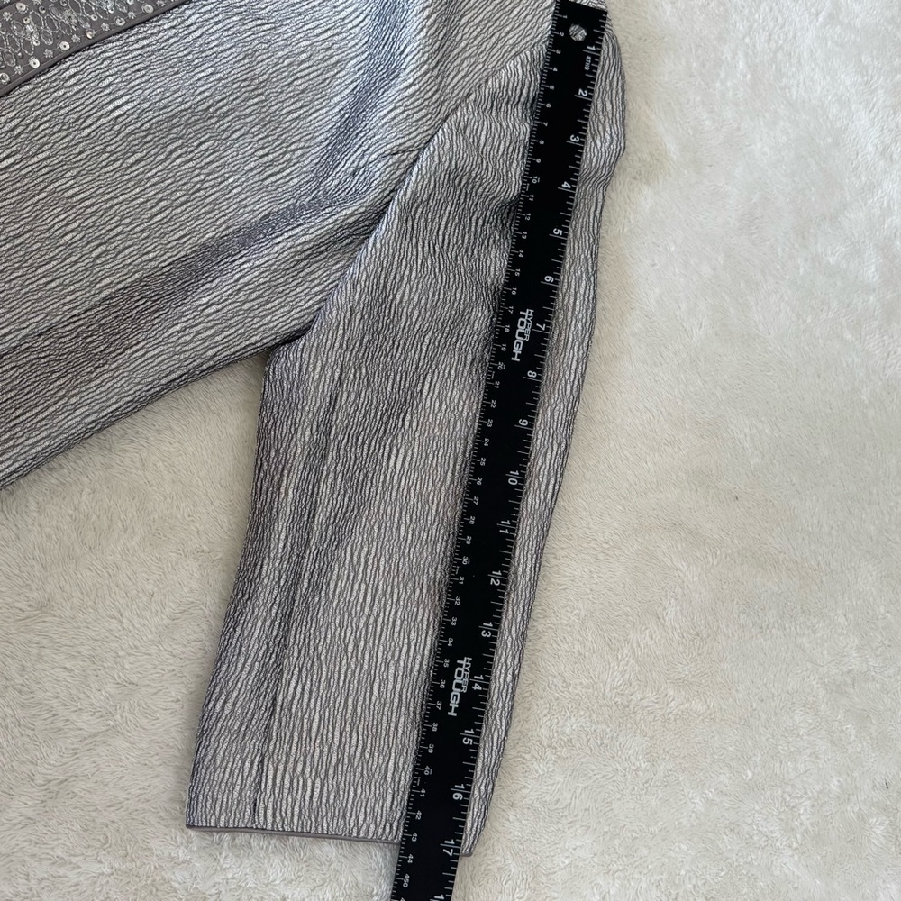 Adrianna Papell Occasions Cropped Blazer Jacket Silver Grey Sz 6 Excellent Cond - Picture 8 of 9